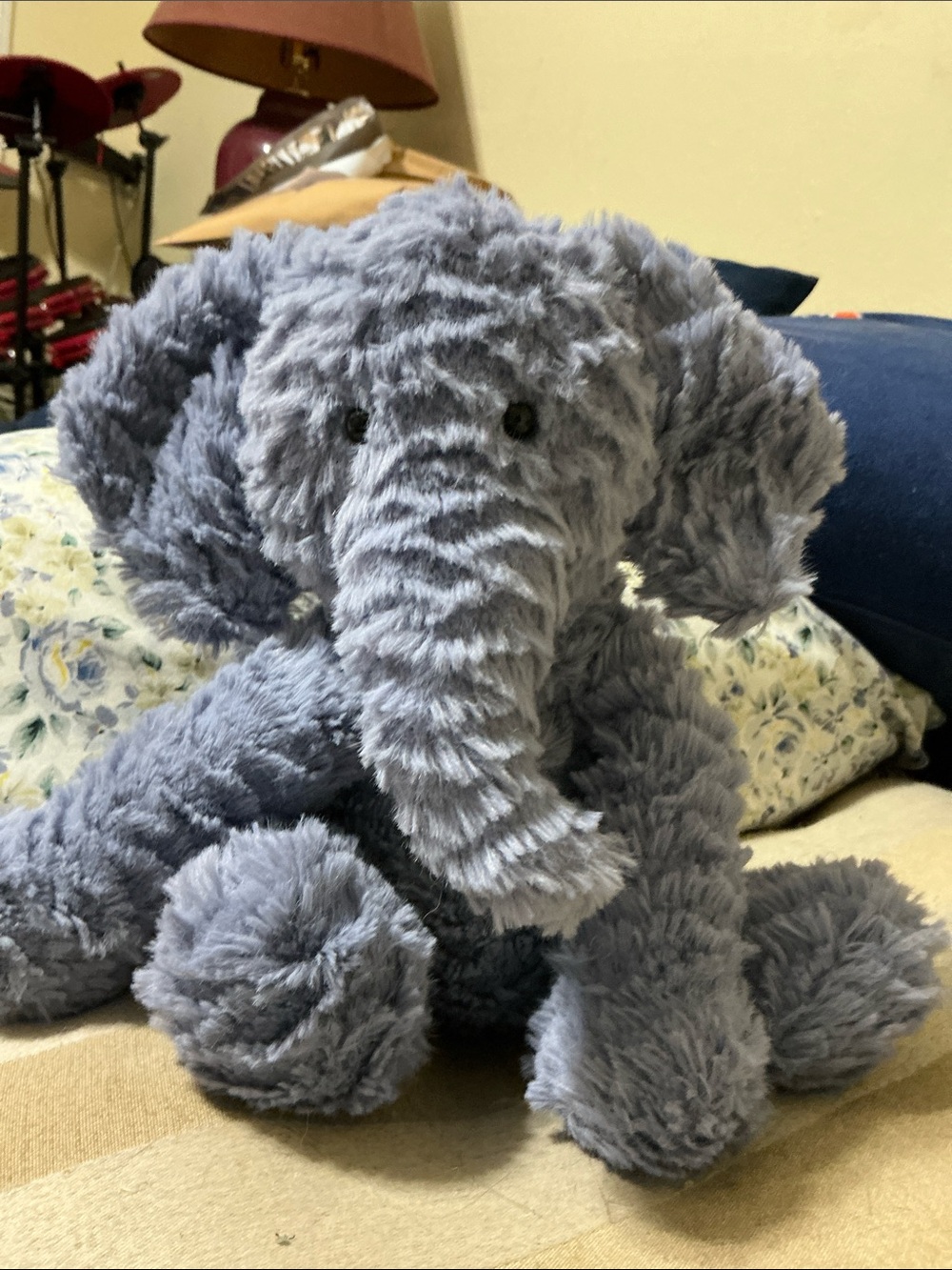 Jellycat Fuddlewuddle Elephant Medium 9” Blue Gray Plush Stuffed Animal Authenti